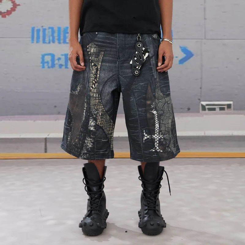 CROC CROSS BERMUDA DENIM SHORTS