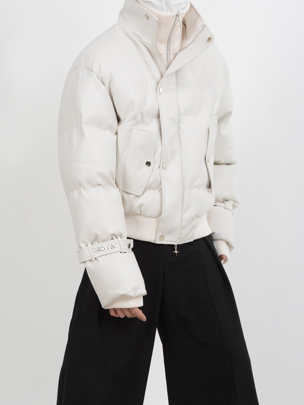 LEATHER DOUBLE PUFFER JACKET