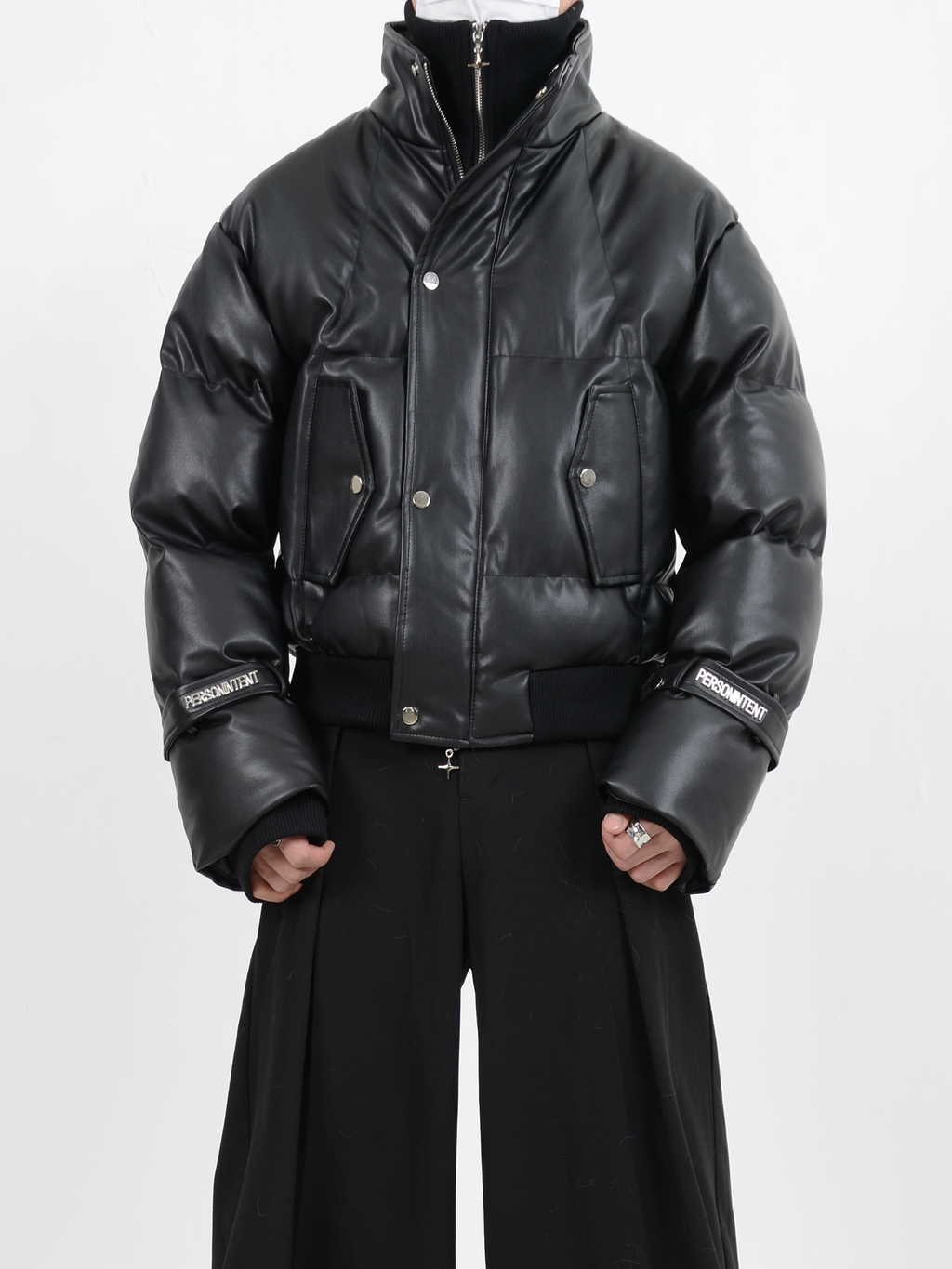 LEATHER DOUBLE PUFFER JACKET