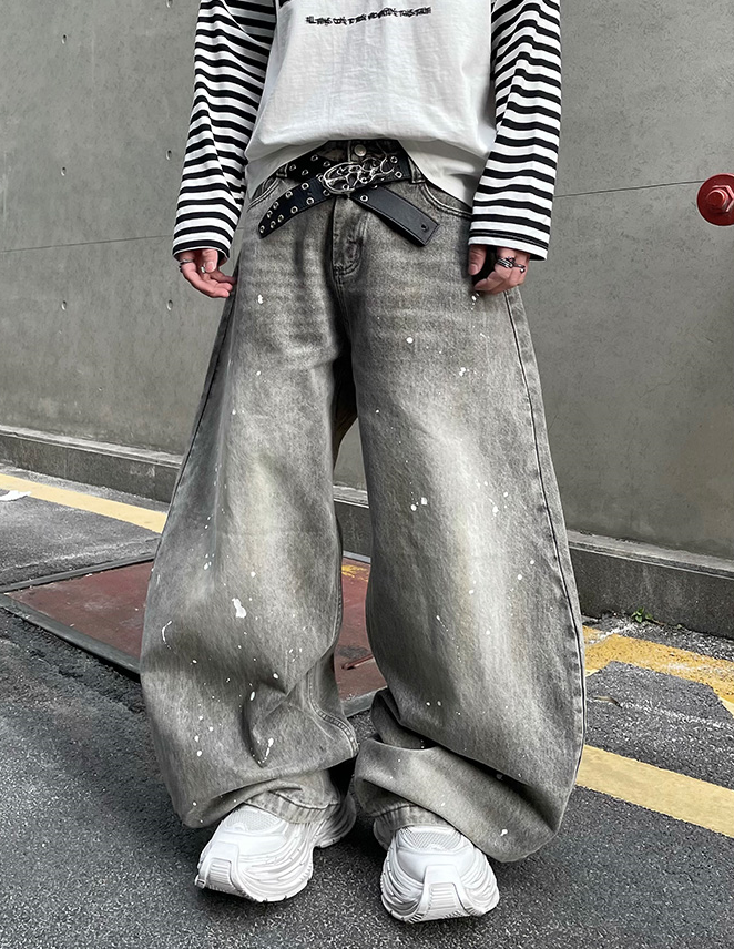 PAINT SPLASH BAGGY DENIM PANTS