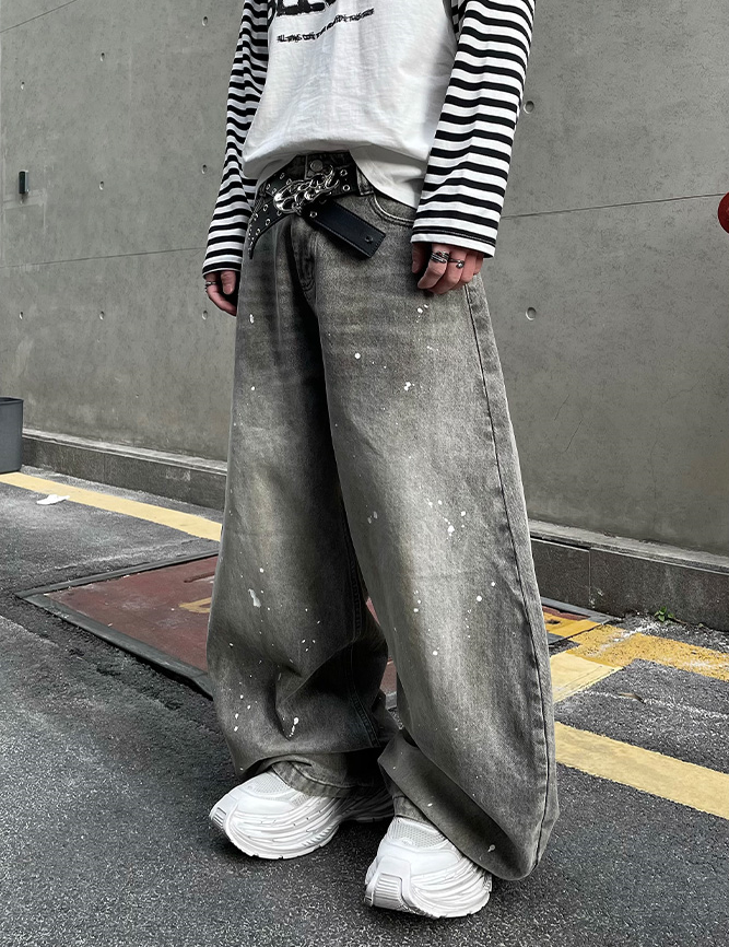 PAINT SPLASH BAGGY DENIM PANTS