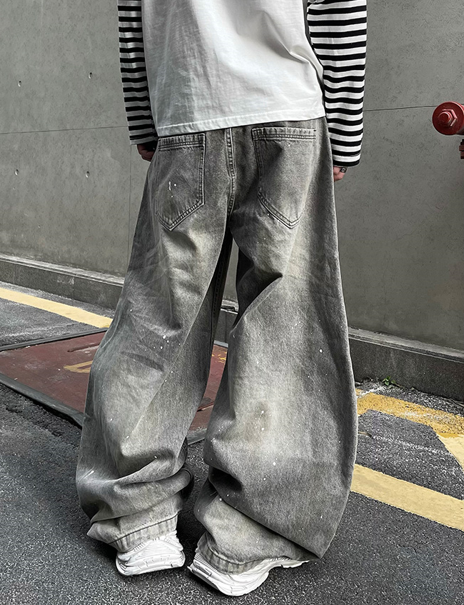 PAINT SPLASH BAGGY DENIM PANTS