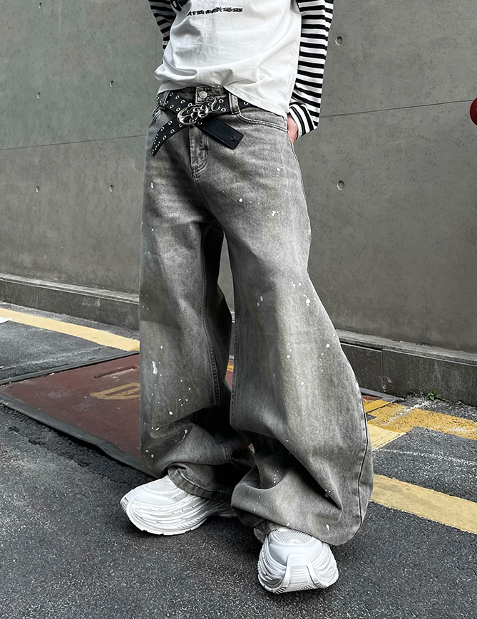 PAINT SPLASH BAGGY DENIM PANTS