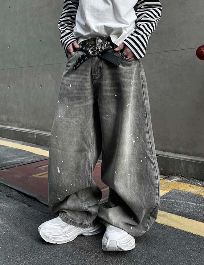 PAINT SPLASH BAGGY DENIM PANTS