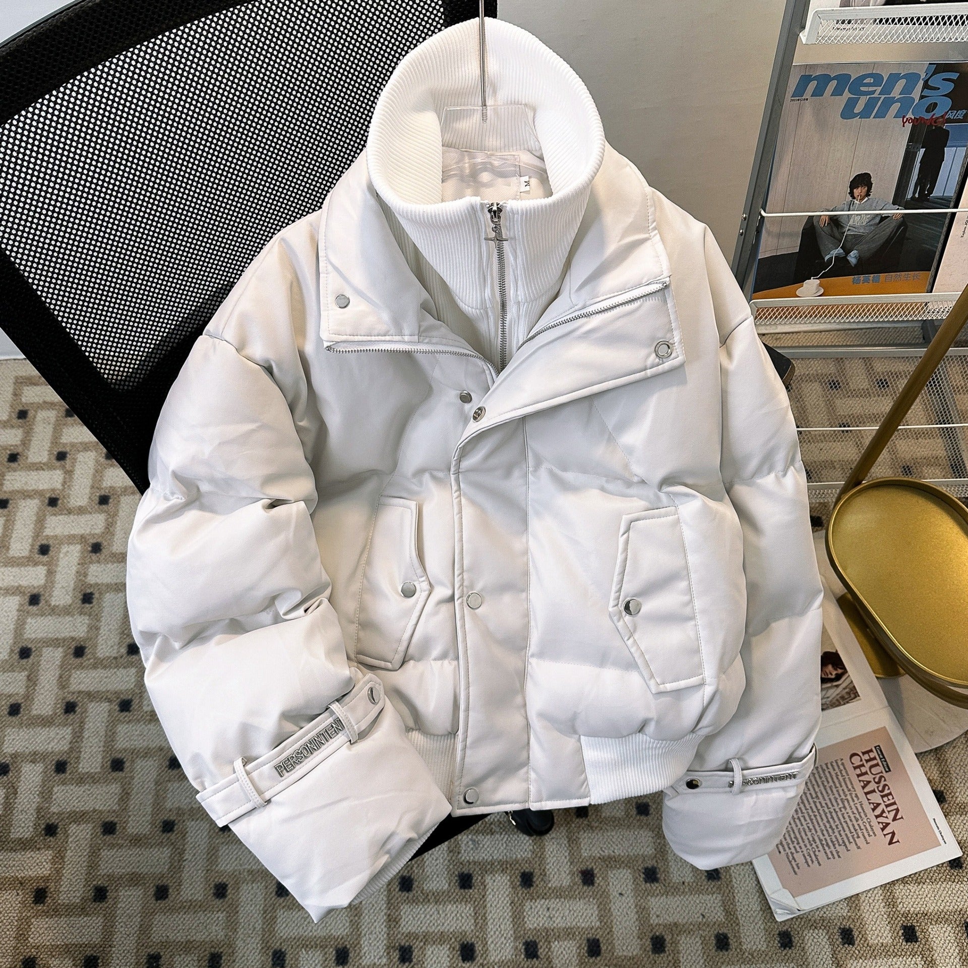 LEATHER DOUBLE PUFFER JACKET