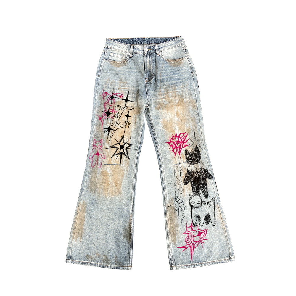 ART DESIGN FLARE DENIM PANTS