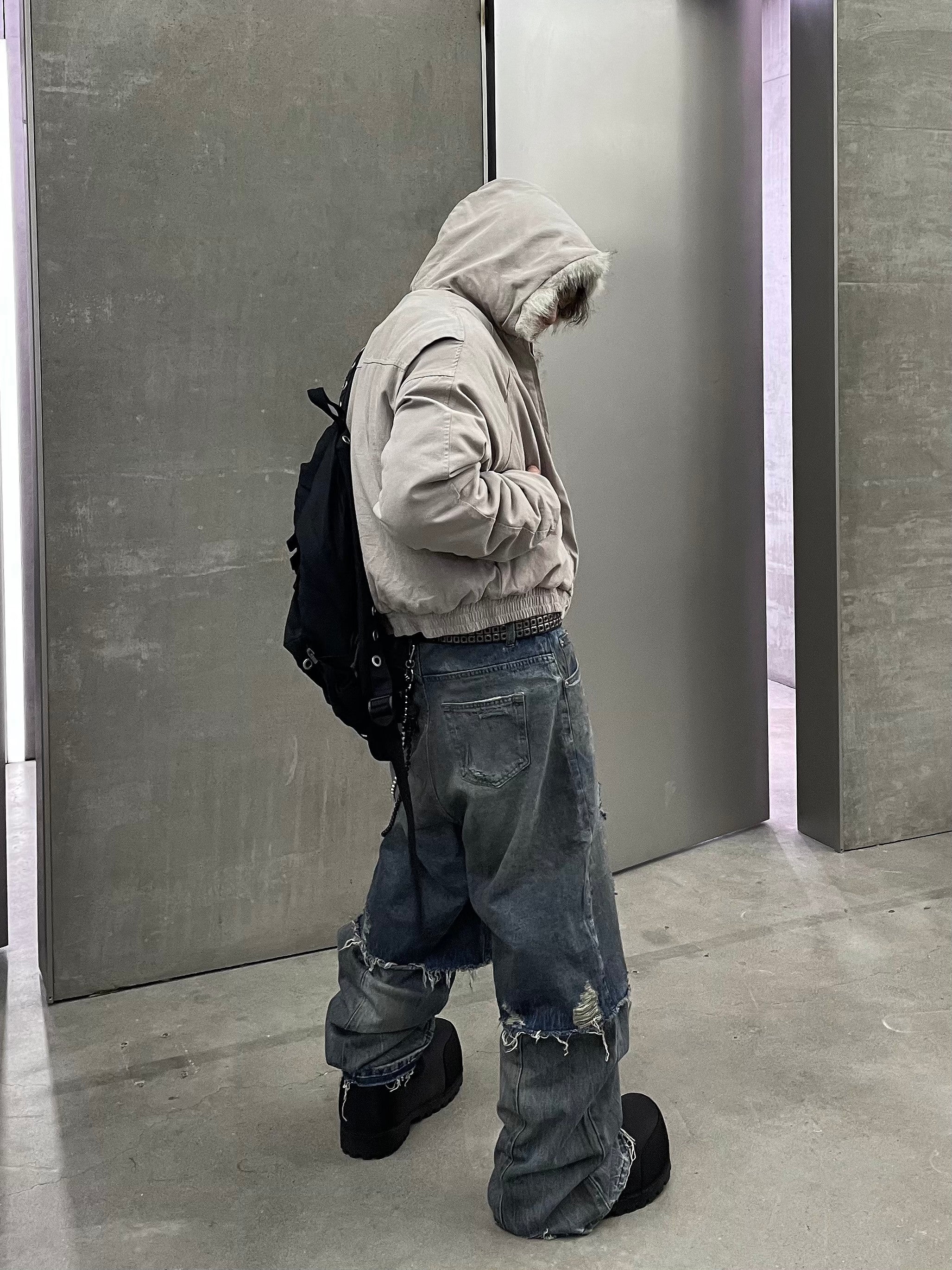 RAW EDGE WIDE DENIM PANTS