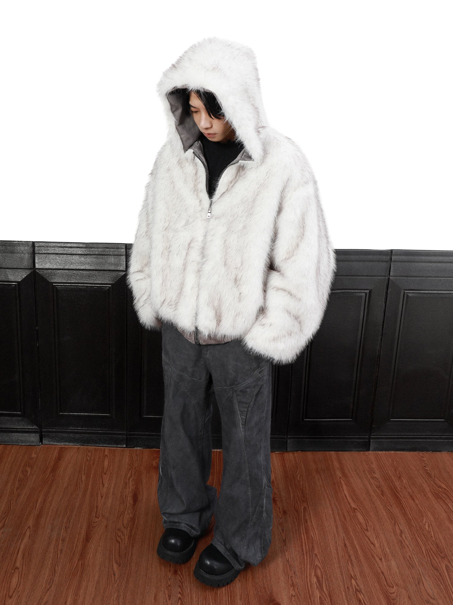 REVERSIBLE FURHOODED OUTER