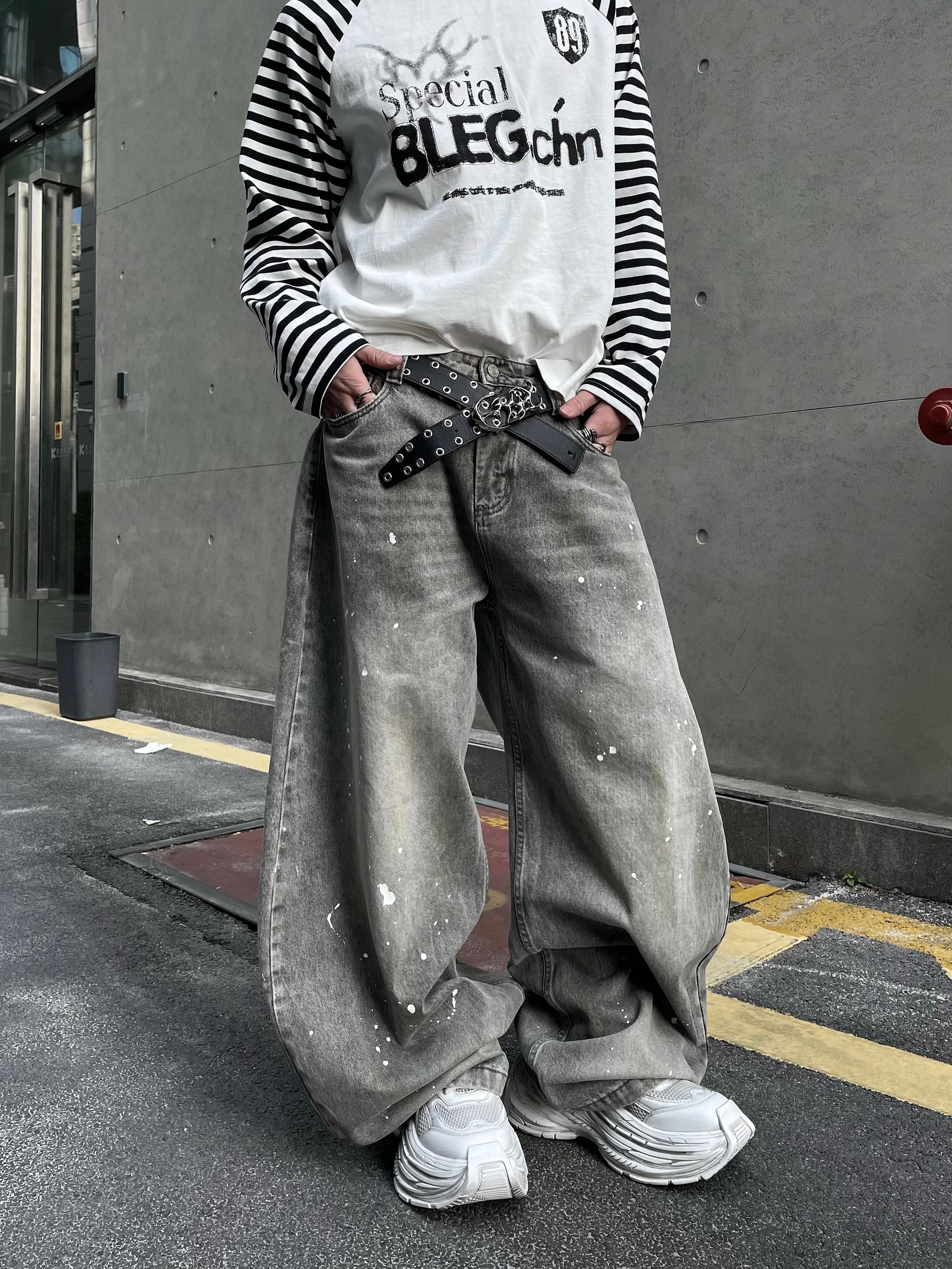 PAINT SPLASH BAGGY DENIM PANTS